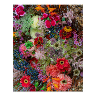 Rich Autumn Floral Bouquet with Gerberas and Berri Poster