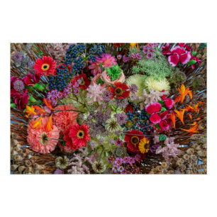 Rich Autumn Floral Bouquet with Gerberas and Berri Poster