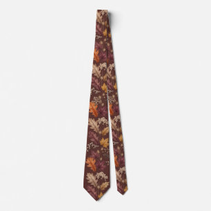 Rich Autumn Floral Deep Burgundy Tie