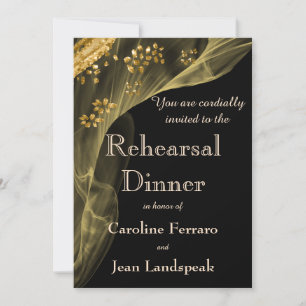 Rich Black & Gold Dinner Rehearsal    Invitation