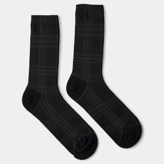 Rich Black Tones Scottish Tartan Plaid Pattern  Socks
