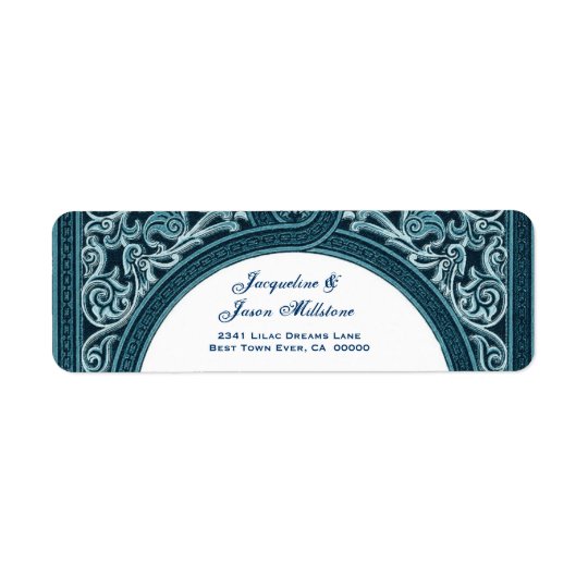 RICH BLUE Floral Arch Wedding Address Return Address Label