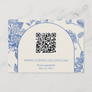 Rich Blue French Floral Toile Floral Enclosure Card
