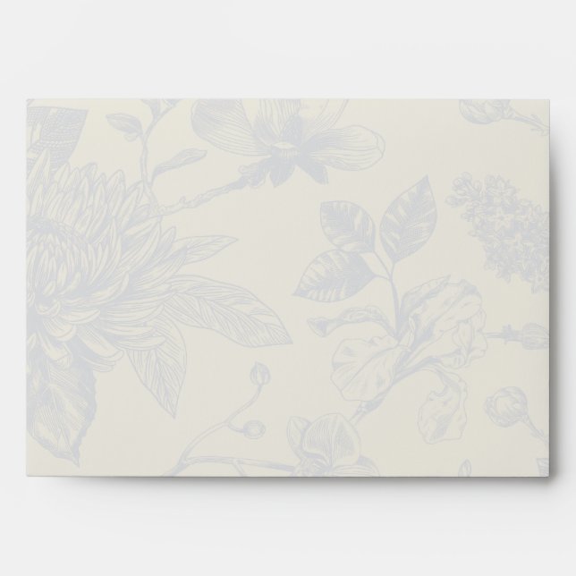 Rich Blue French Floral Toile Floral  Envelope (Front)