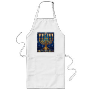 Rich Blue & Gold Jewelled Hanukkah  Long Apron