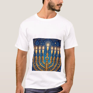 Rich Blue & Gold Jewelled Hanukkah  T-Shirt