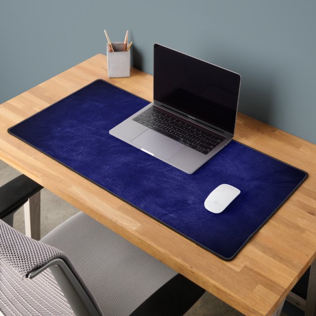 Rich Blue Leather Background Desk Mat (Office 2)