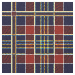 Rich Blue, Red and Ocre Plaid (Tartan) Fabric