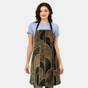 Rich Brown and Gold Art Deco Pattern Apron