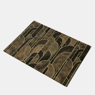 Rich Brown and Gold Art Deco Pattern Doormat