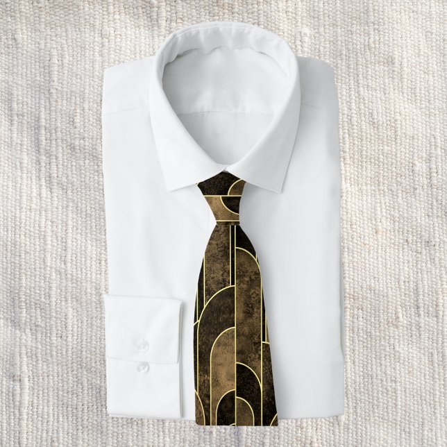 Rich Brown and Gold Art Deco Pattern Tie (Creator Uploaded)