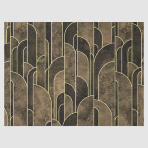 Rich Brown and Gold Art Deco Pattern Tissue Paper