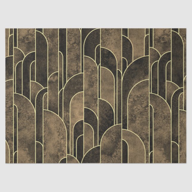 Rich Brown and Gold Art Deco Pattern Tissue Paper (Front)