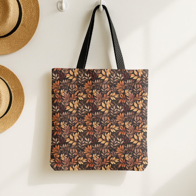 Rich Brown Golden Rustic Burnt Orange Fall Leaf Tote Bag (Creator Uploaded)