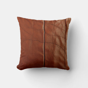 Rich Brown Leather Texture Pattern Cushion