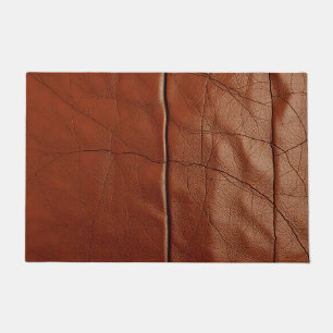 Rich Brown Leather Texture Pattern Doormat