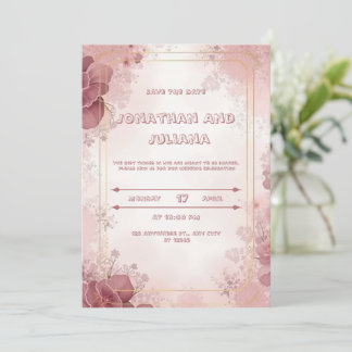 Rich Burgundy and Pink Wedding Invitation