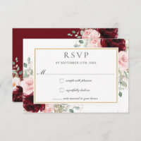 Rich Burgundy Blush Pink Roses Floral Wedding  