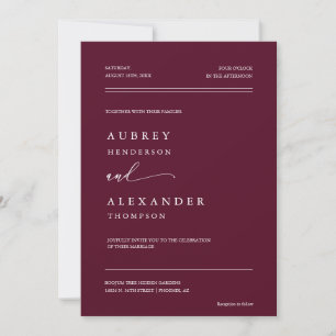 Rich Burgundy Boho QR Code Wedding Photo Invitation