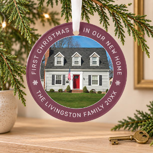 Rich Burgundy Circle First Christmas New Home Ornament