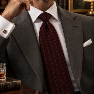Rich Burgundy Herringbone Heritage Stripe Tie