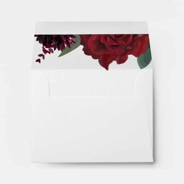 Rich Burgundy Marsala Floral Envelope (Back (Bottom))