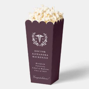 Rich Burgundy MD Caduceus Graduation Favour Box