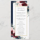 Rich Burgundy Red Blush Blue Roses Floral Wedding  Program<br><div class="desc">Personalise this elegant timeless wedding program with your own wording easily and quickly,  simply press the customise it button to further re-arrange and format the style and placement of the text.  Double sided. The Happy Cat Studio</div>