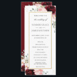 Rich Burgundy Red Blush Pink Roses Floral Wedding  Program<br><div class="desc">Personalise this elegant timeless wedding program with your own wording easily and quickly,  simply press the customise it button to further re-arrange and format the style and placement of the text.  Double sided. The Happy Cat Studio</div>