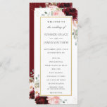 Rich Burgundy Red Blush Pink Roses Floral Wedding  Program<br><div class="desc">Personalise this elegant timeless wedding program with your own wording easily and quickly,  simply press the customise it button to further re-arrange and format the style and placement of the text.  Double sided. The Happy Cat Studio</div>