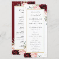 Rich Burgundy Red Blush Pink Roses Floral Wedding
