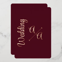Rich Burgundy Solid Colour Rose Gold Foil Wedding