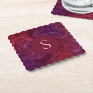 Rich Burgundy Wine Purple Organic Flow Paper Coaster