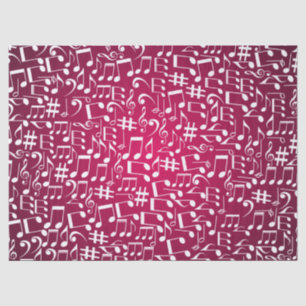 Rich Burgundy Wine w White Music Notes Tissue Paper