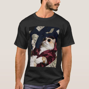Rich Cat Money Cash Luxury Watch Sunglasses Wealth T-Shirt