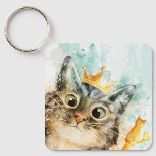 Rich cat with crown and skepter key ring
