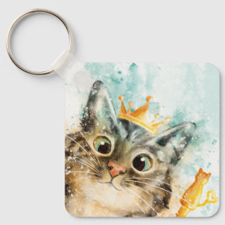 Rich cat with crown and skepter key ring