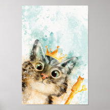 Rich cat with crown and skepter
