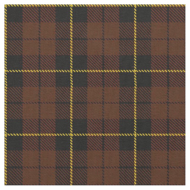 Rich coco brown plaid yellow/gold/black stripe fabric (Close Up)