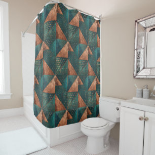 Rich Copper Metallic gold geometric starburst Shower Curtain