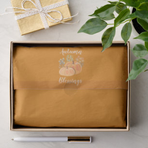 Rich Cosy Fall Burnt Orange Autumn Blessings Tissue Paper