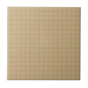 Rich Cream & Red Chequered Retro Minimalist Warm Ceramic Tile