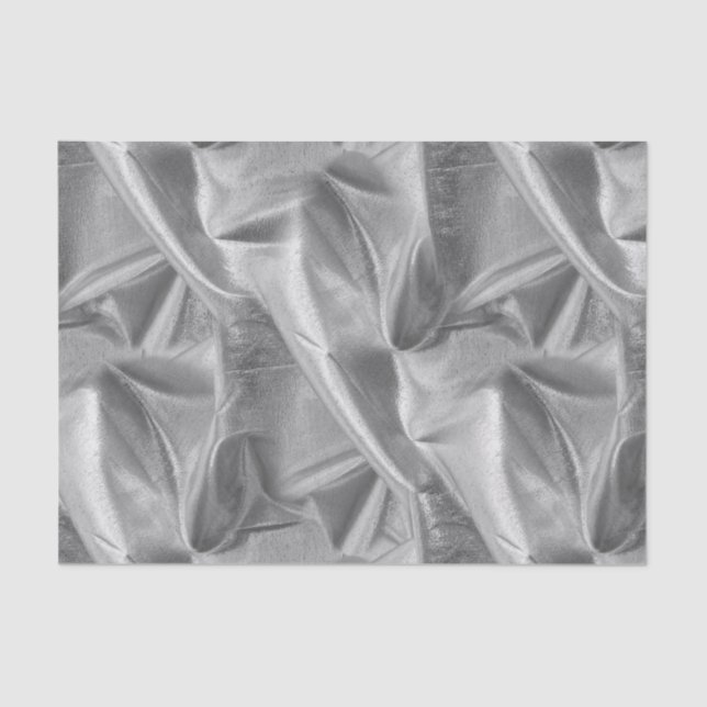Rich Crumpled Metallic Silver Faux Lame' Texture Tissue Paper (Front)