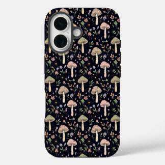 Rich Dark Fungi Seamless Pattern Goblincore iPhone 16 Case