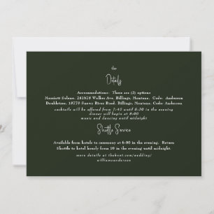 Rich Dark Green Wedding Detail  Invitation