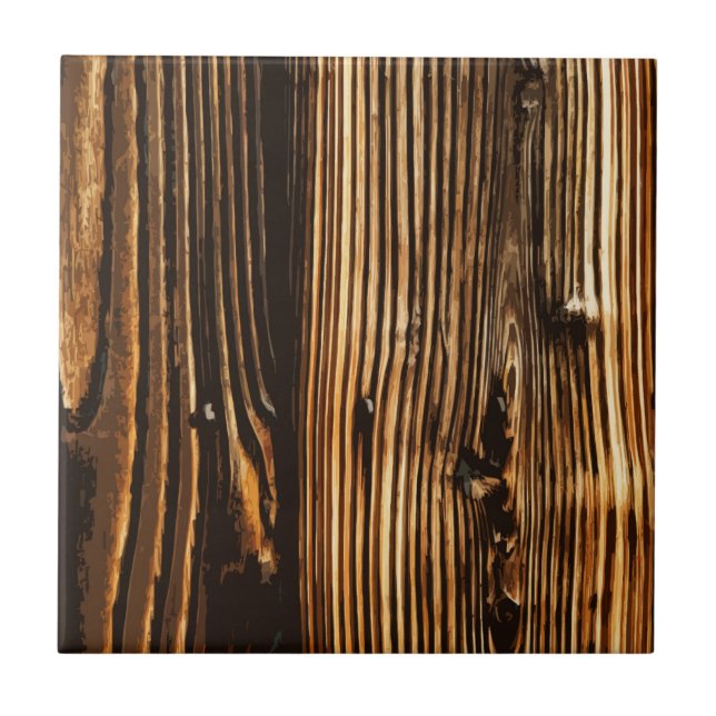 Rich Dark Wood Grain Ceramic Tile (Front)