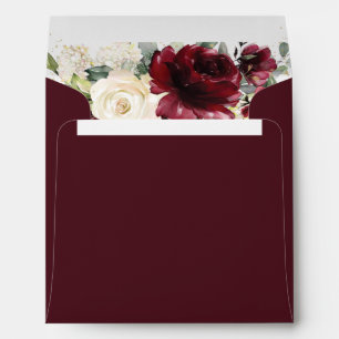 Rich Deep Burgundy Ivory Square Card Wedding Envelope