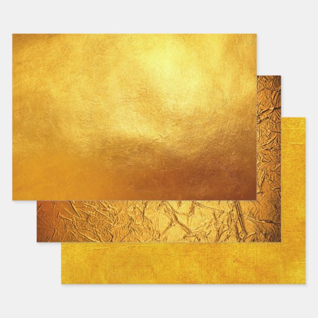 Rich Elegant Luxurious Christmas Gold Faux Foil Wrapping Paper Sheet (Set)