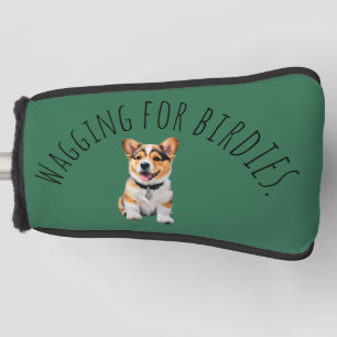 Rich Fairway Green Corgi 'Wagging for Birdies' Golf Head Cover