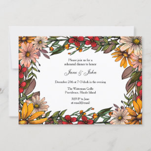 Rich Fall Floral Rehearsal Dinner Invitation